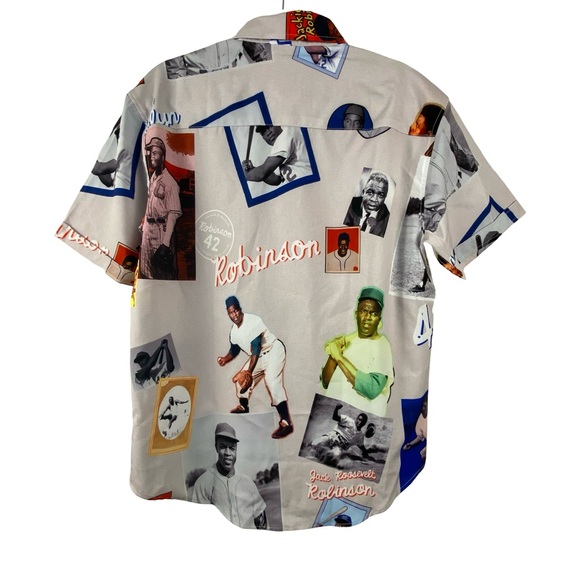 RSVLTS Jackie Robinson Day Series 1 Scrapbook Short Sleeve Button Up Mens Size M - Picture 2 of 11